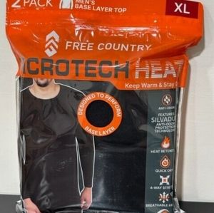 Free Country Men's Microtech Heat Base Layer Top 2-Pack. XL